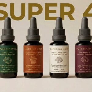 Mushroom Tincture UK, Super 4 – Lions Mane, Chaga, Reishi, Cordyceps Mushroom Tincture (4 x 60ml) - Bazooka Bars Official
